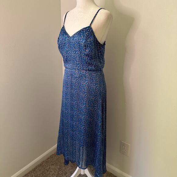Lulu's Dreams of Love royal blue & red floral sleeveless midi dress size M - Picture 4 of 14